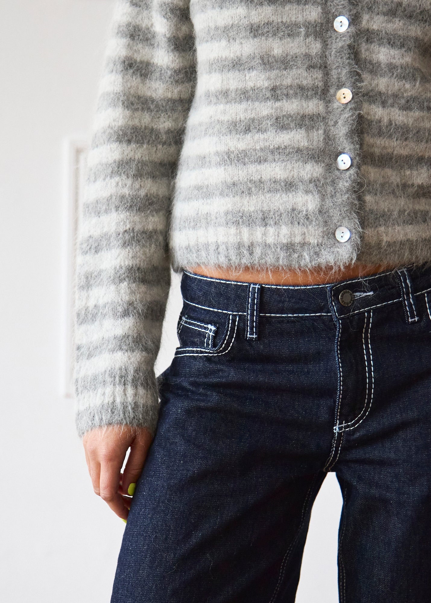 The Evie Cardigan - Grey Stripe