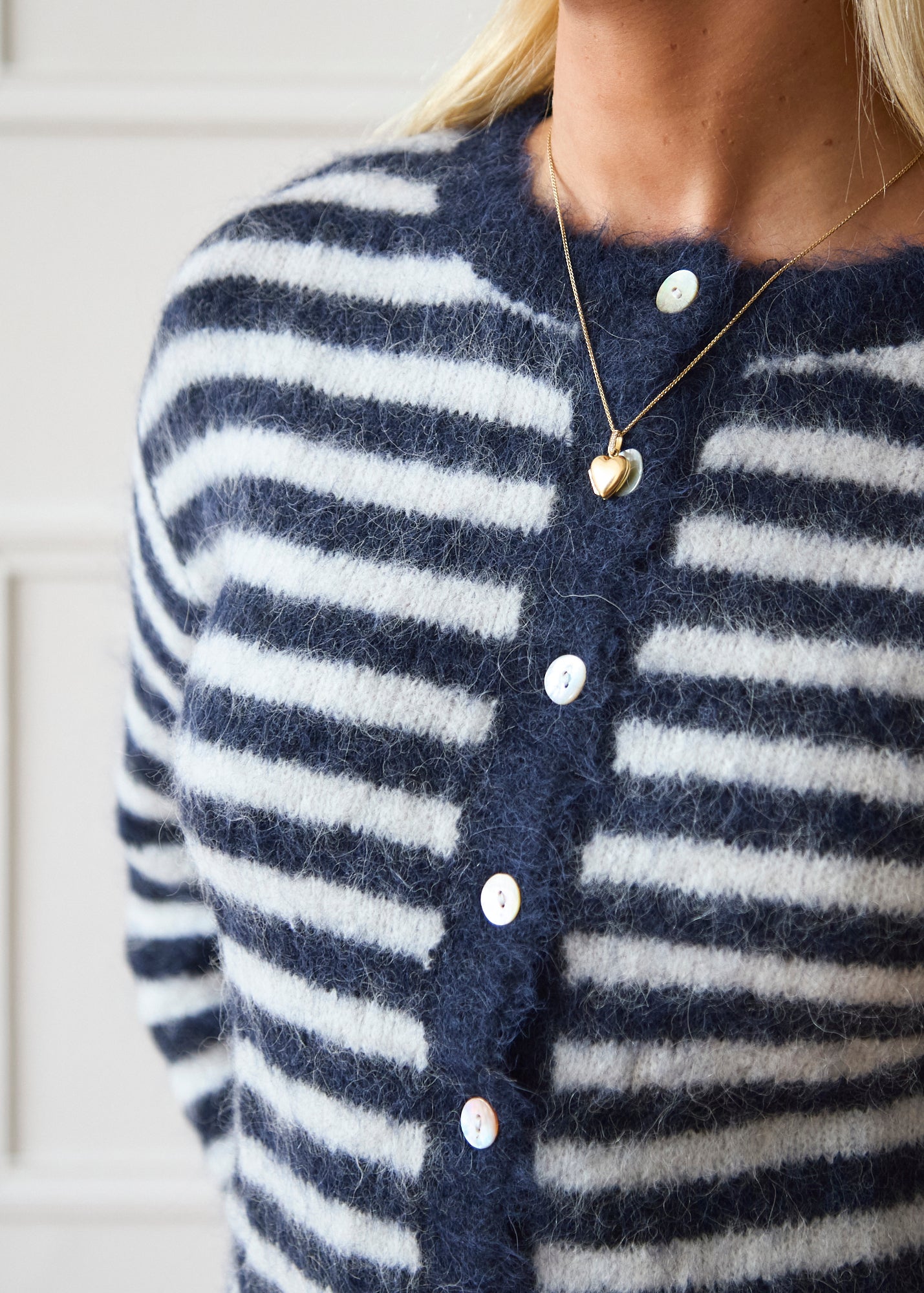 The Evie Cardigan - Navy Stripe