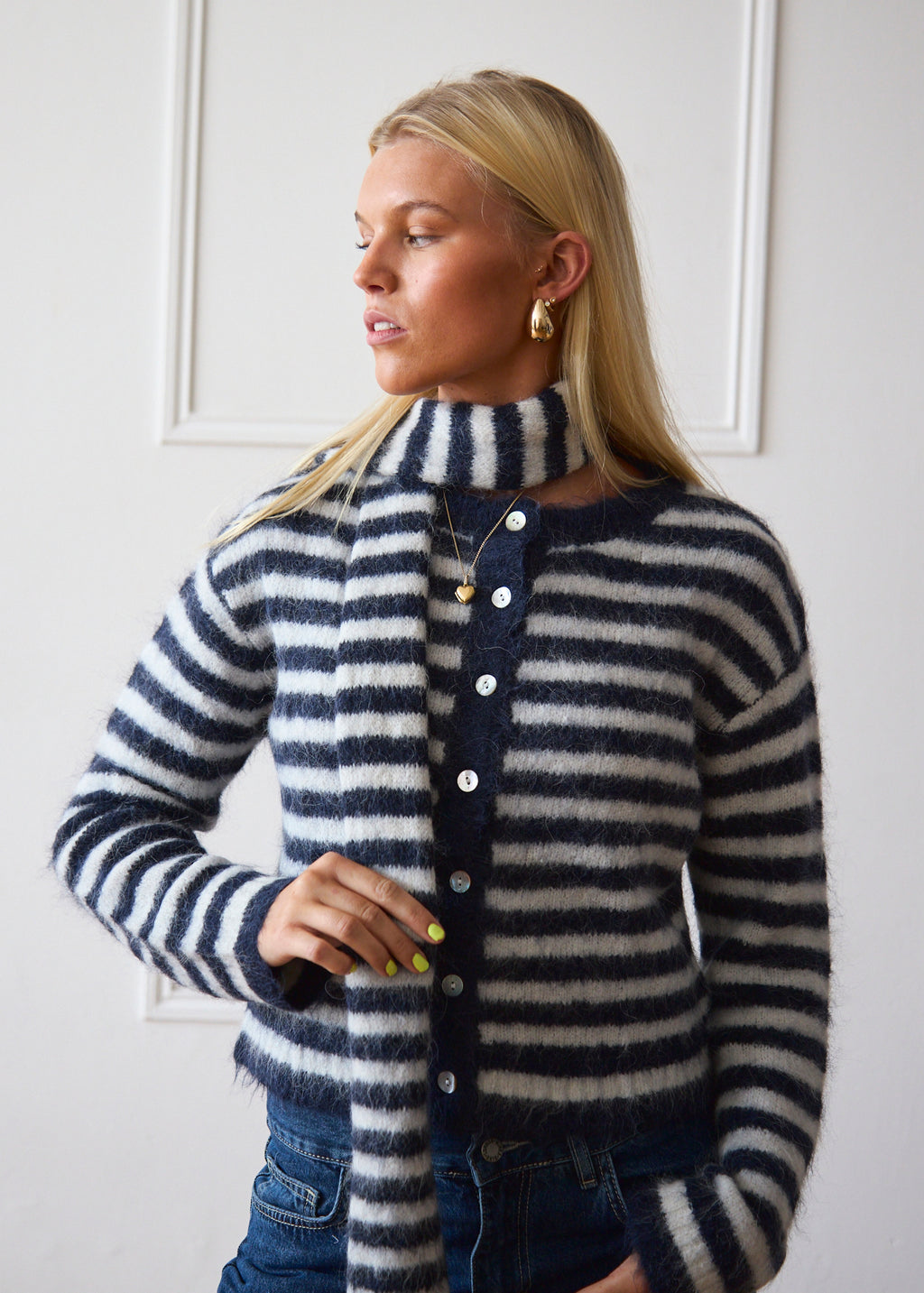 Evie Scarf - Navy Stripe