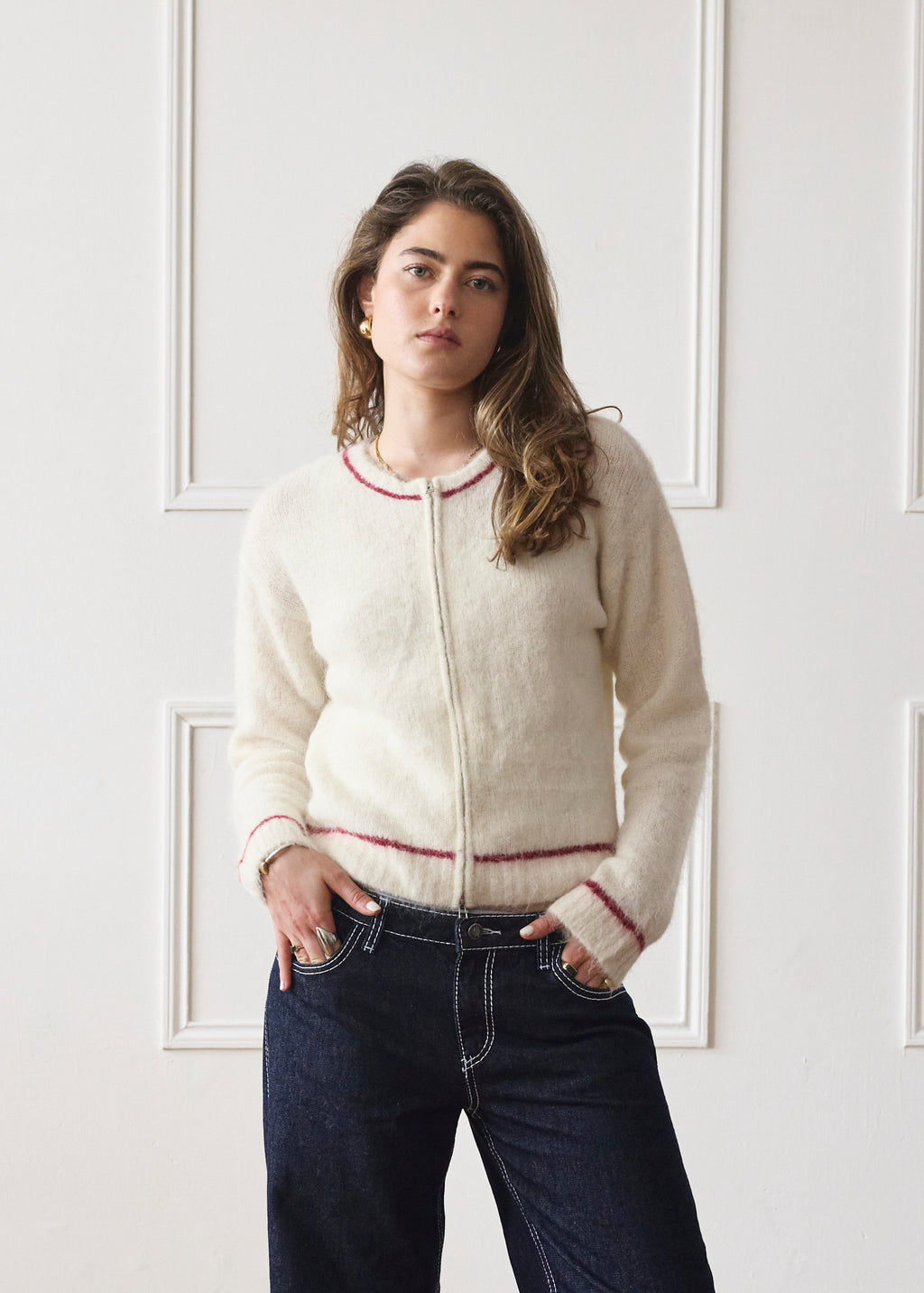 Dual Zip Jumper - Cream