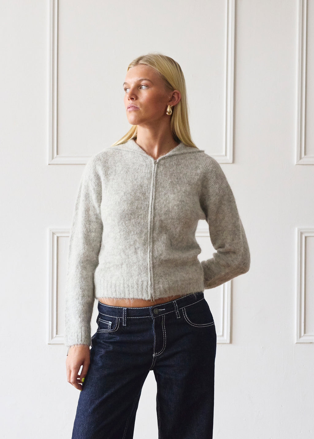 Dual Zip Hoodie - Light Grey