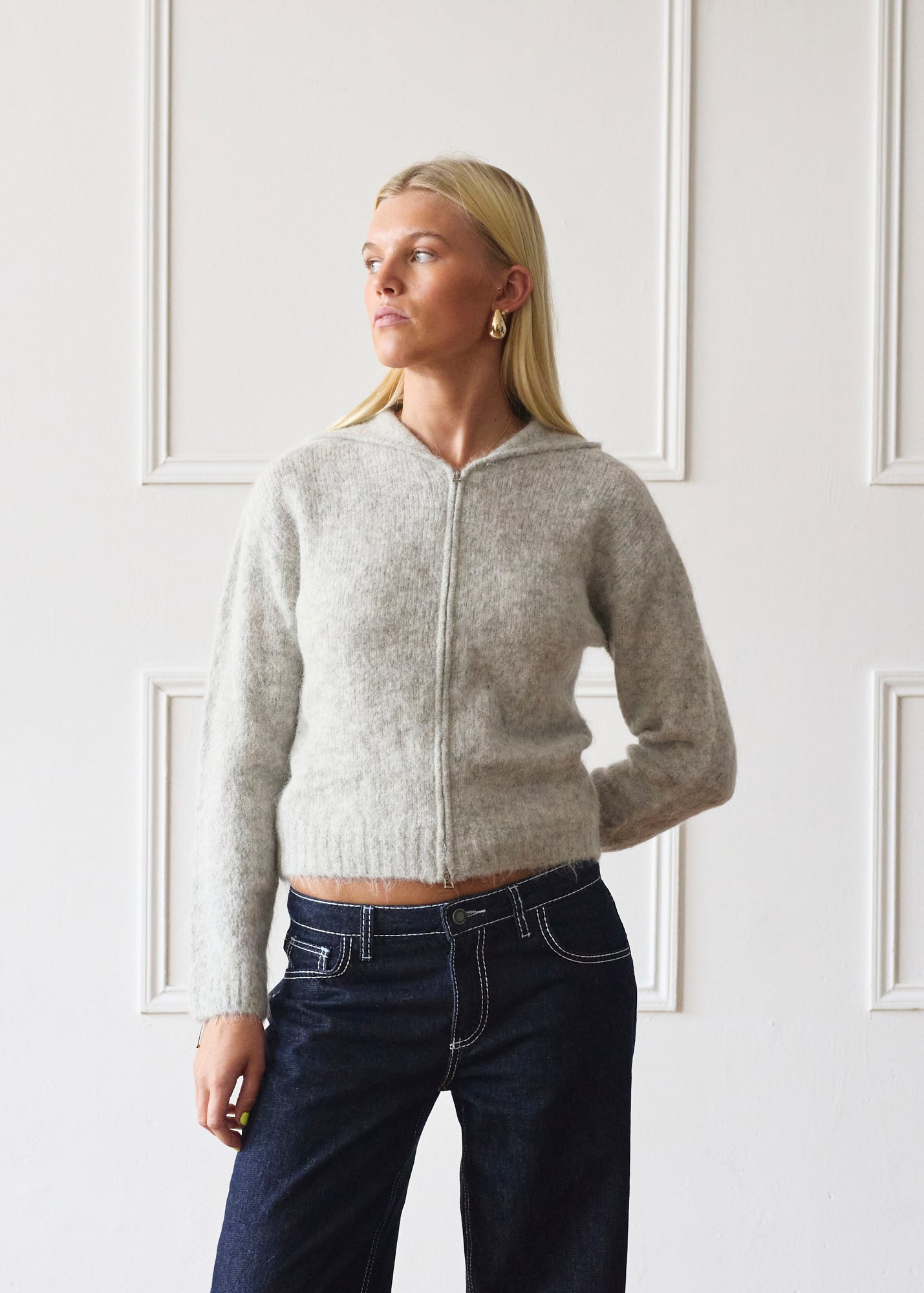 Dual Zip Hoodie - Light Grey