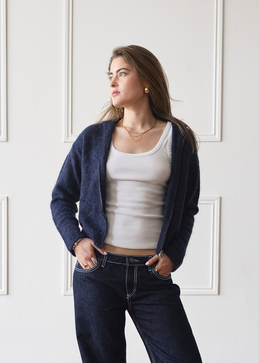 Dual Zip Hoodie - Navy