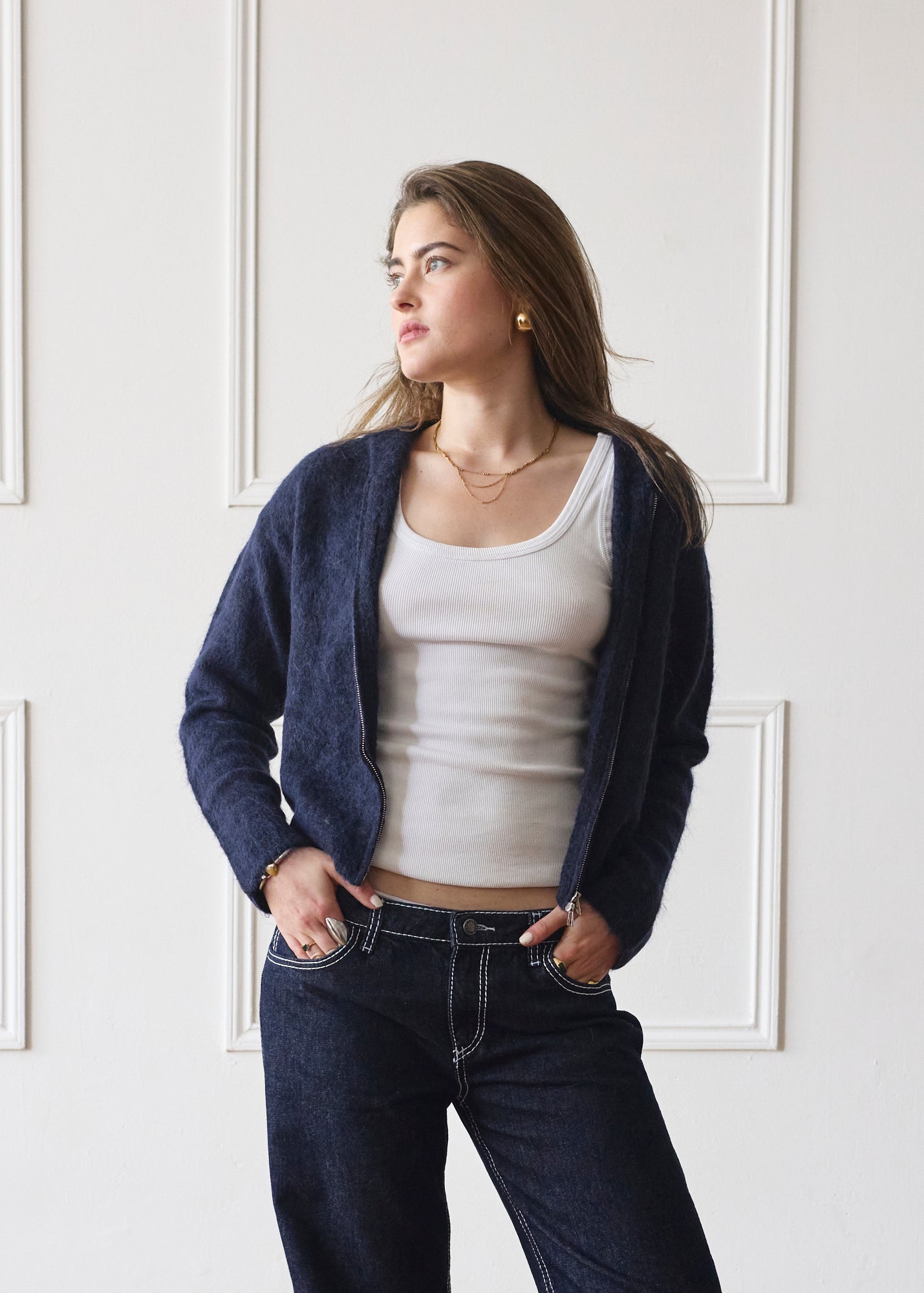 Dual Zip Hoodie - Navy