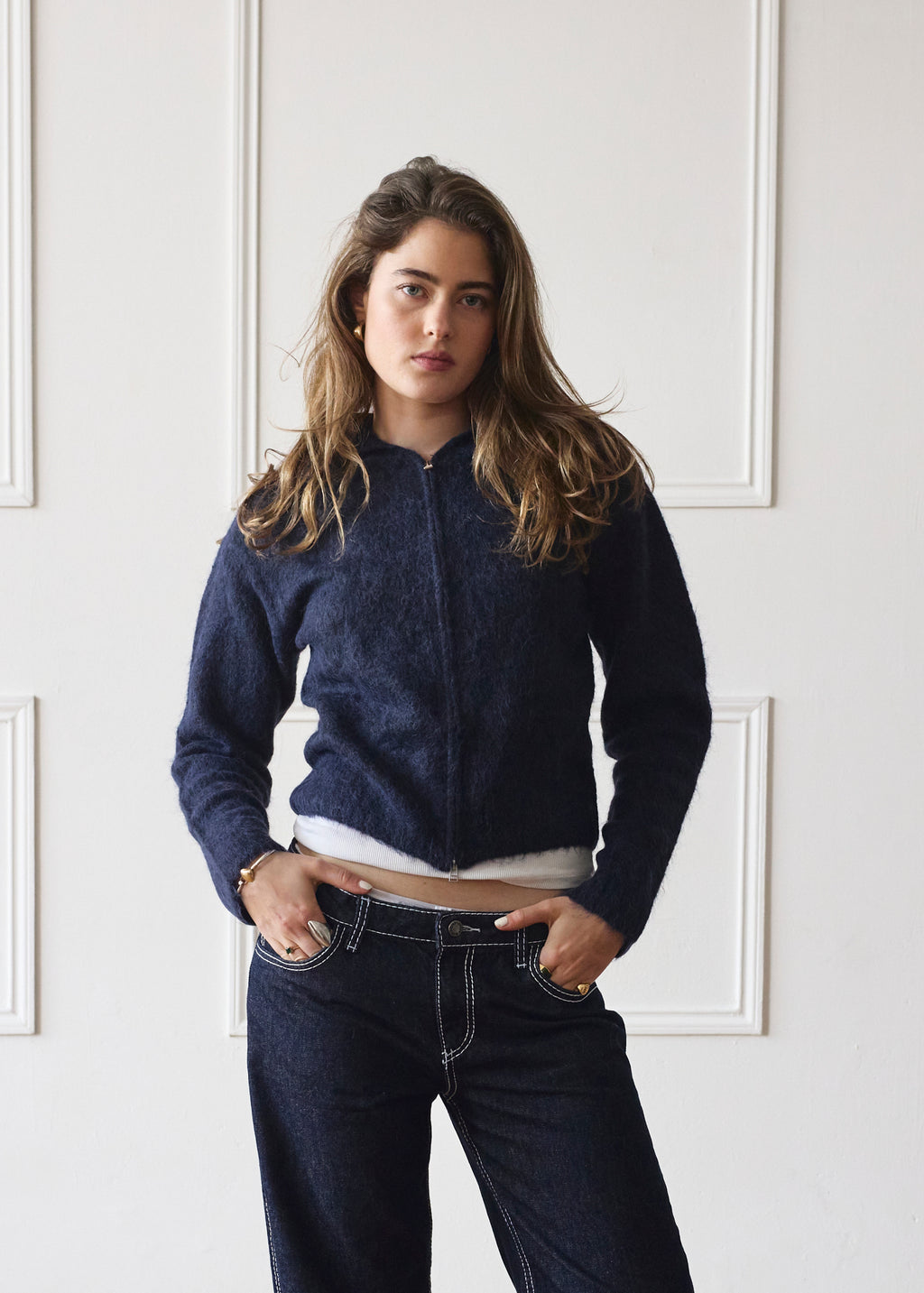 Dual Zip Hoodie - Navy