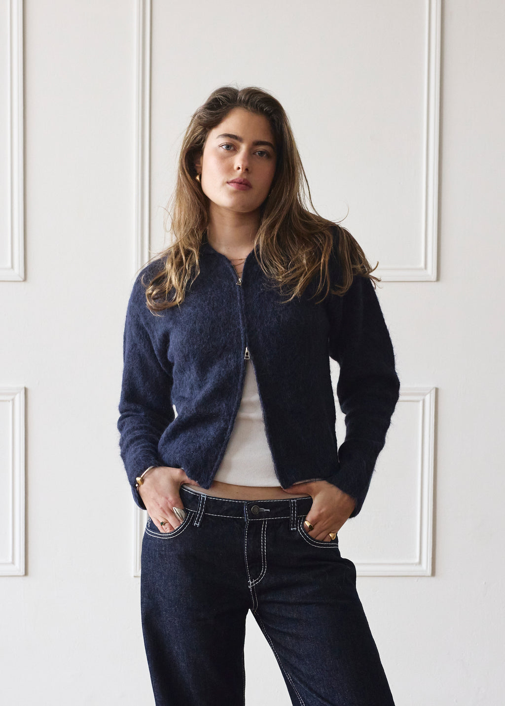 Dual Zip Hoodie - Navy