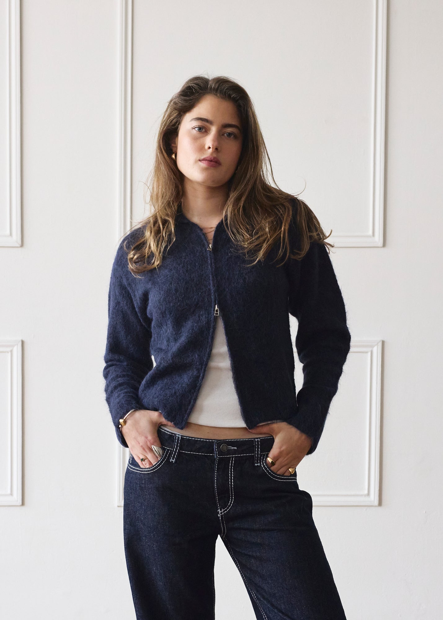 Dual Zip Hoodie - Navy