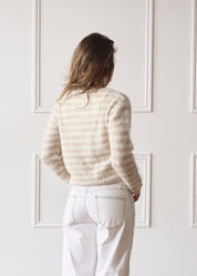 The Evie Cardigan - Beige Stripe