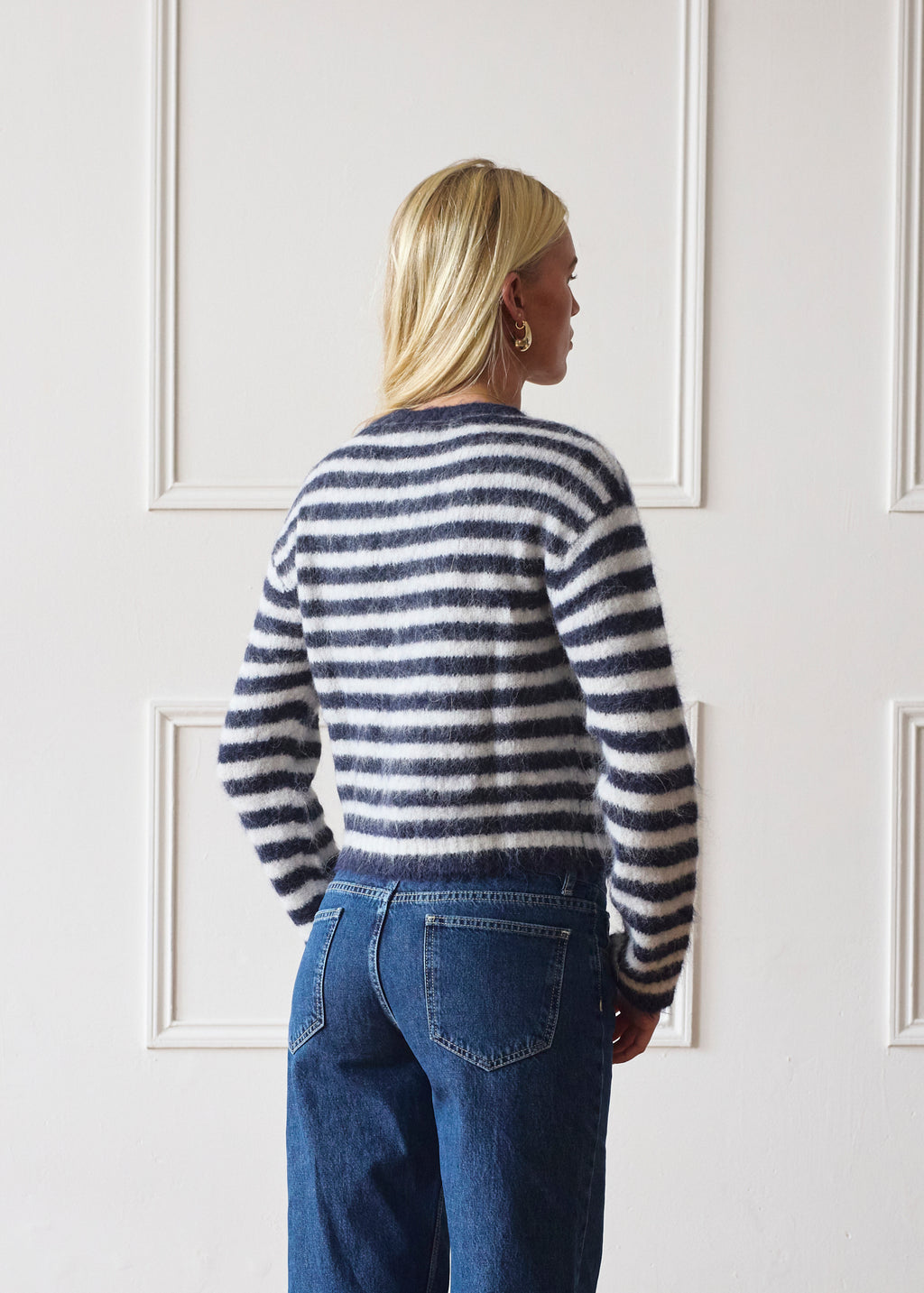 Evie Cardigan - Navy Stripe