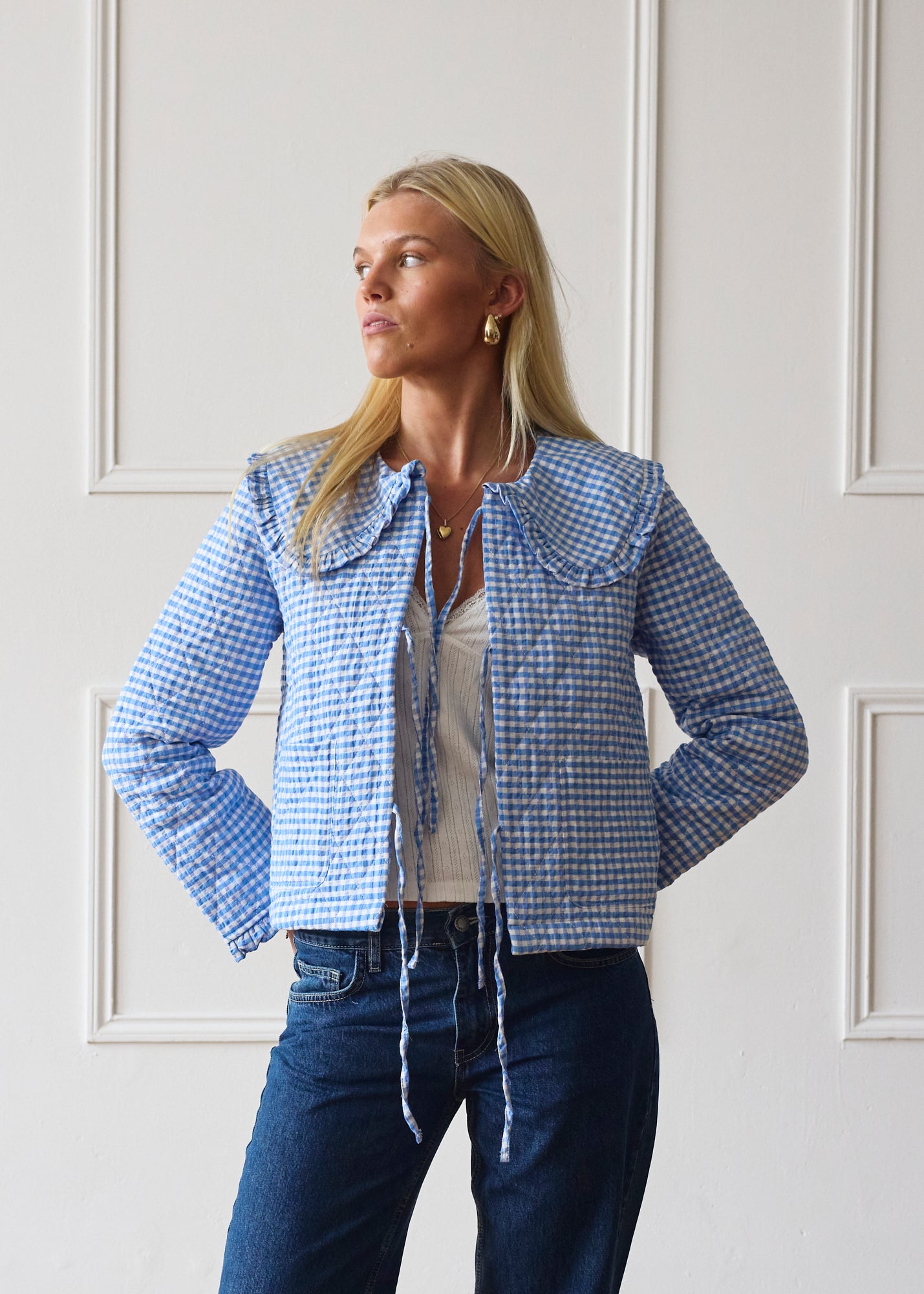 Josie Jacket | Blue Quilted Collared Jacket – Minka Dink London