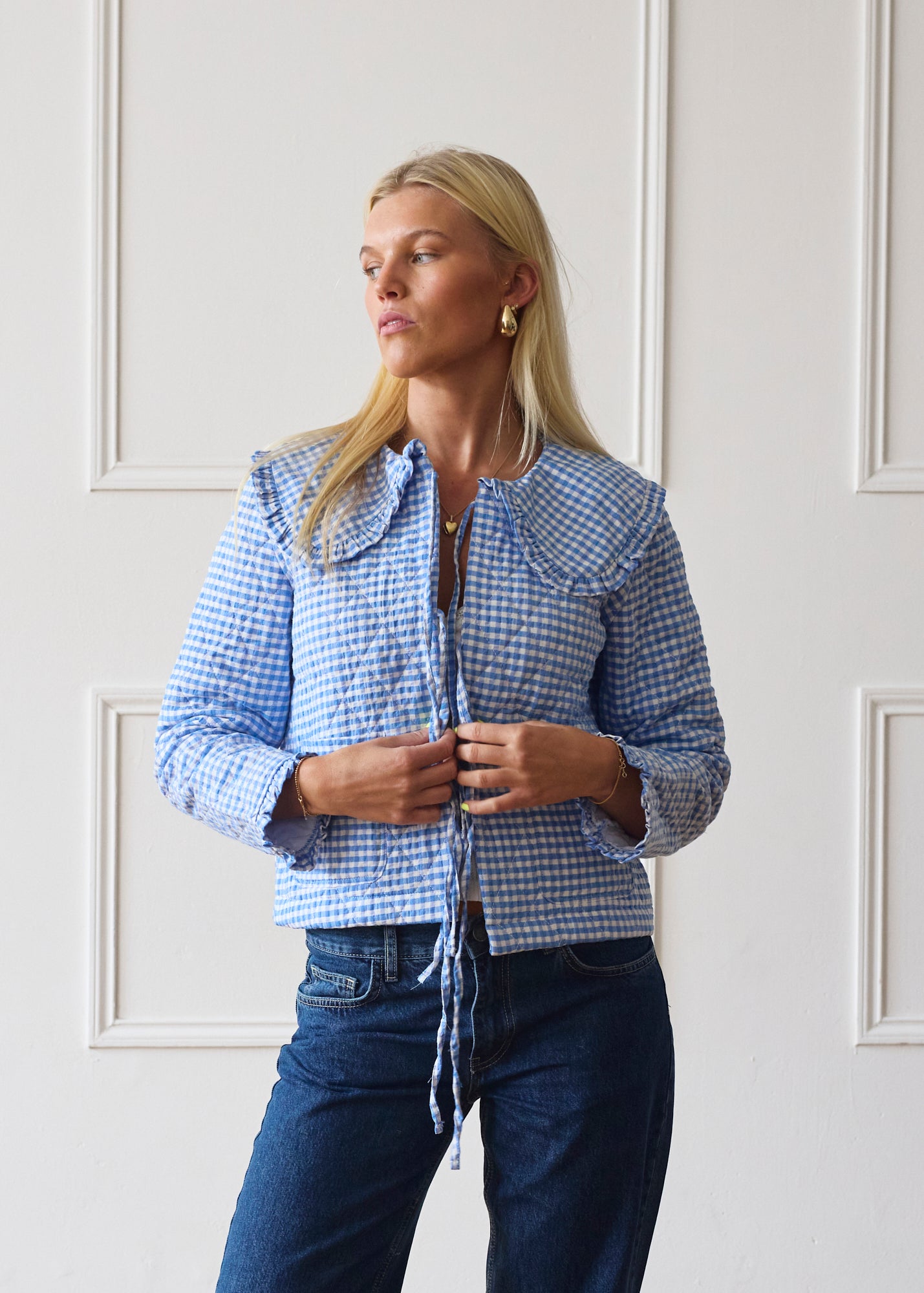 Josie Jacket | Blue Quilted Collared Jacket – Minka Dink London