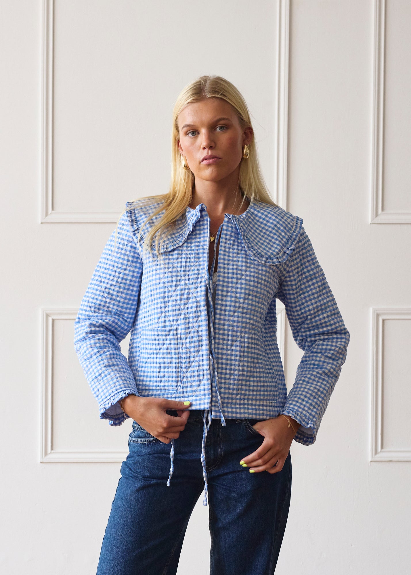 【正規品】Bibiy JOSIE DENIM JACKET Josie Jacket | Blue Quilted Collared Jacket – Minka Dink London