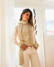 The Evie Cardigan - Beige Stripe