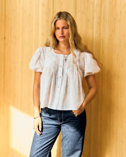 The Poppy Blouse - White & Lilac