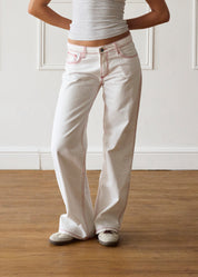 Lila Jeans - White & Red