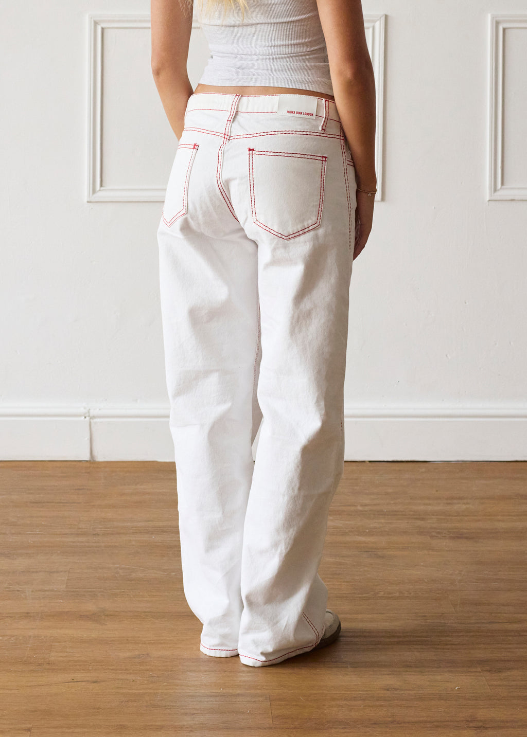 Lila Jeans - White & Red