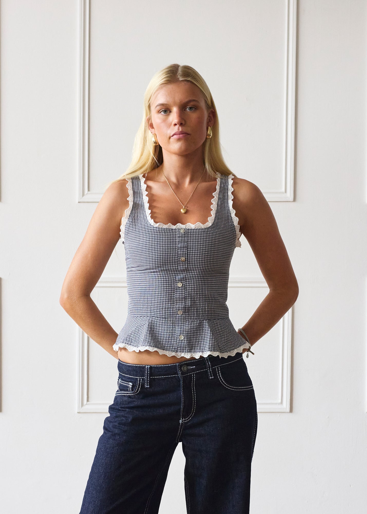 Lola Top - Blue Gingham