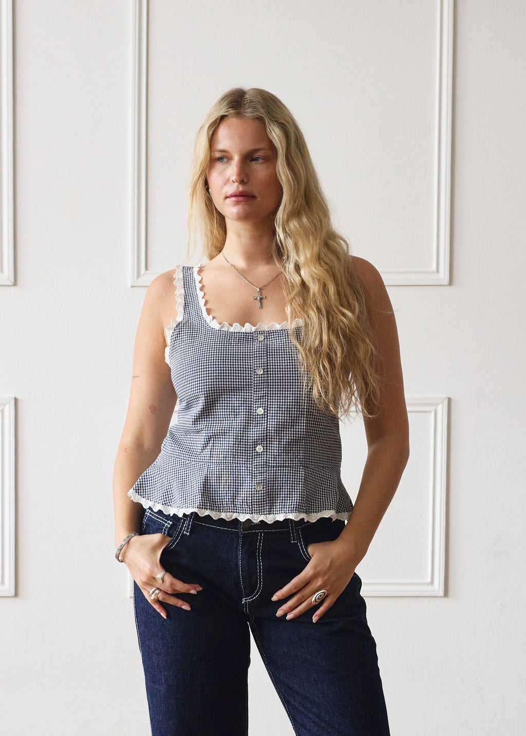 Lola Top - Blue Gingham
