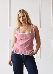 The Lola Top - Red Gingham