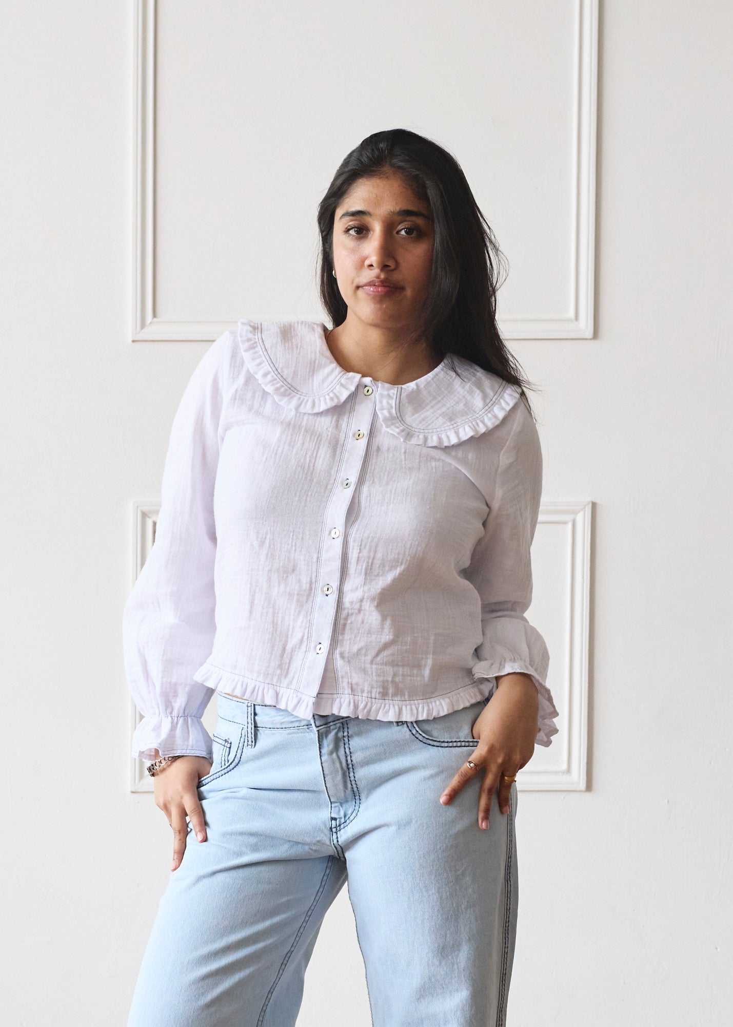 PAIN OR PLEASURE♡BIBI BLOUSE Bibi Blouse Long Sleeve | Peter Pan Collar Blouse – Minka Dink London