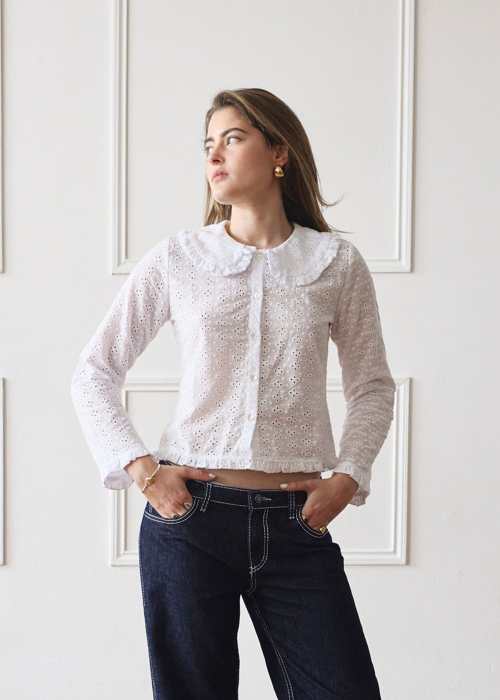 Long Sleeve Bonnie Blouse - White