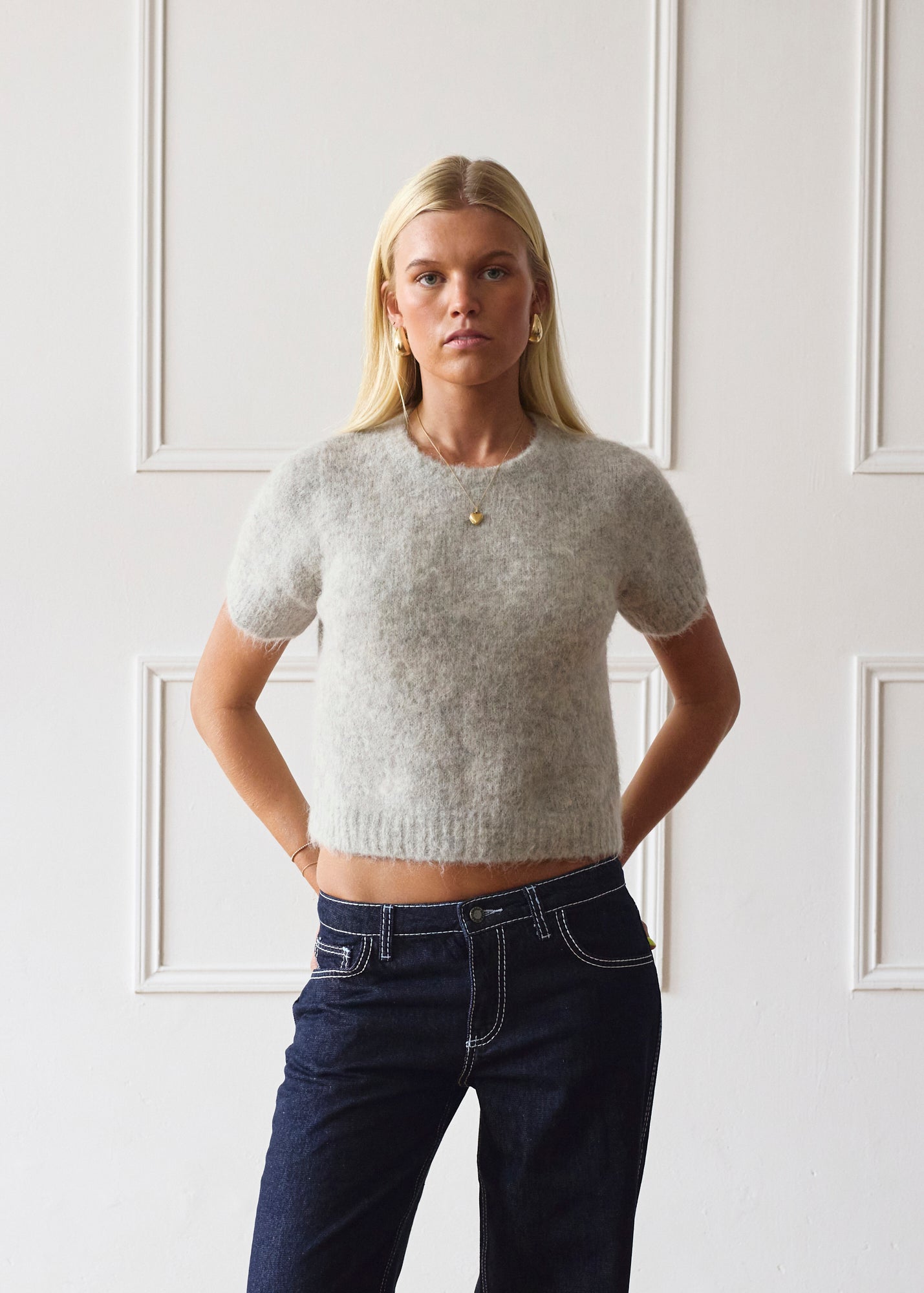 Light Grey Short Sleeve Knitr – Minka Dink London