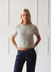 The Short Sleeve Knit - Light Grey