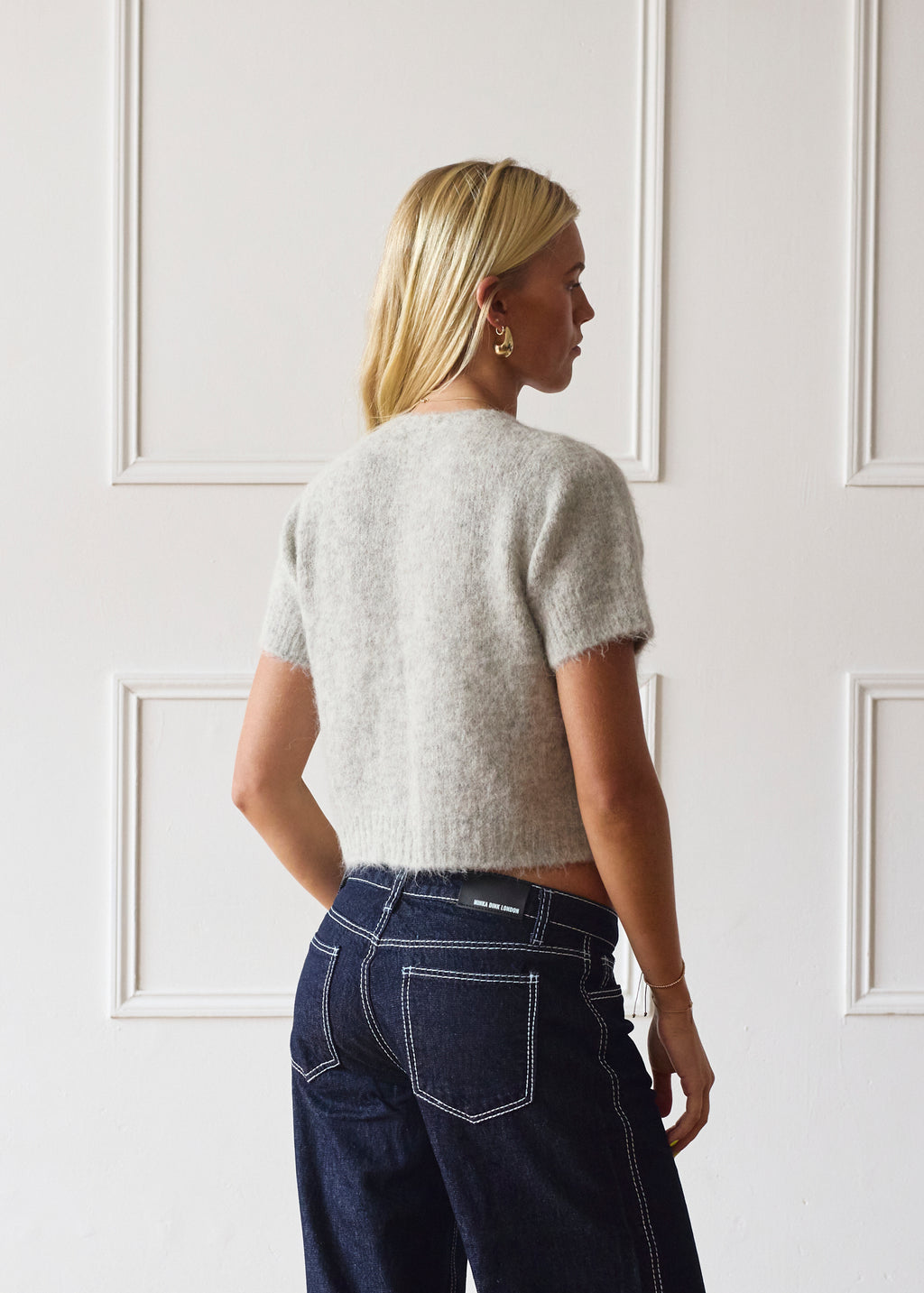 Short Sleeve Knit - Light Grey