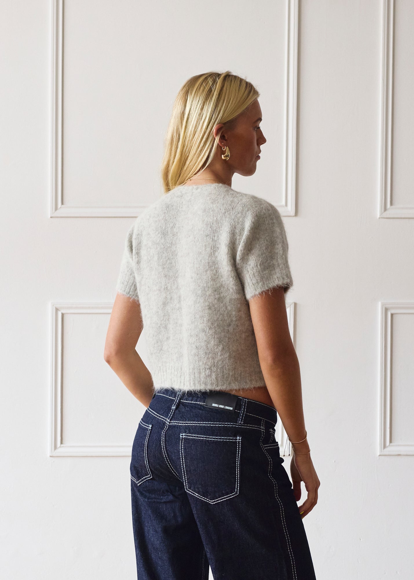 Short Sleeve Knit - Light Grey