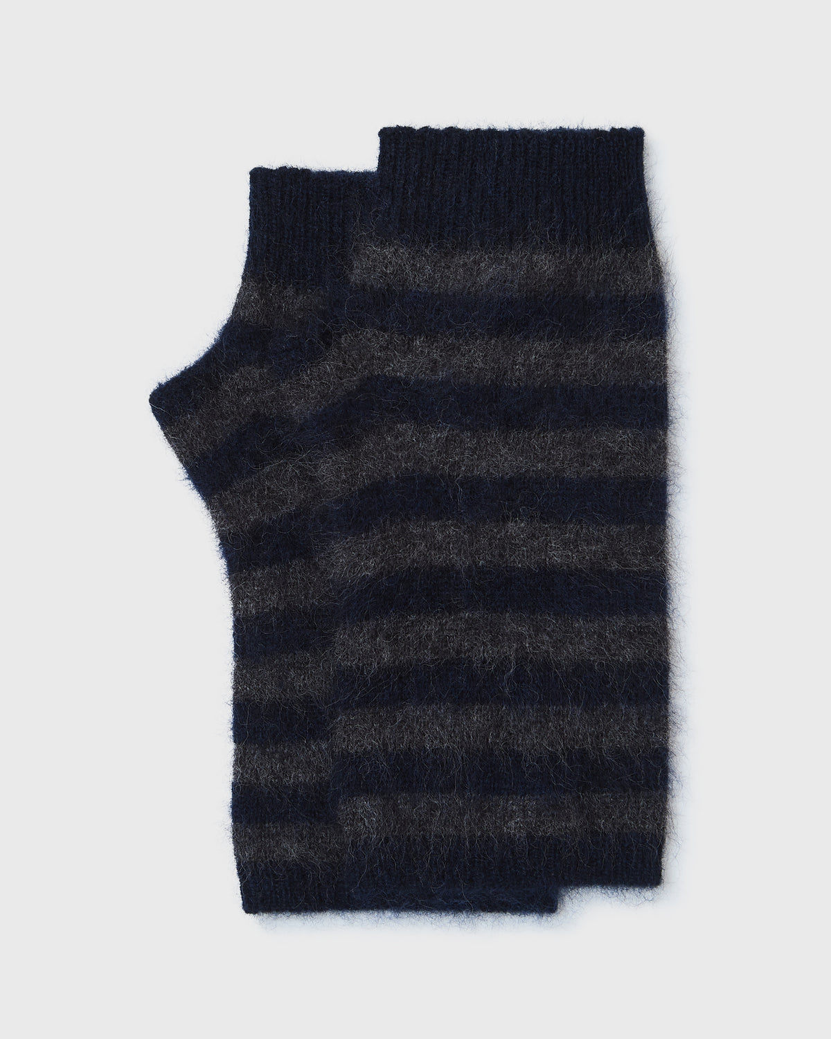Mabel Gloves - Navy & Grey Stripe