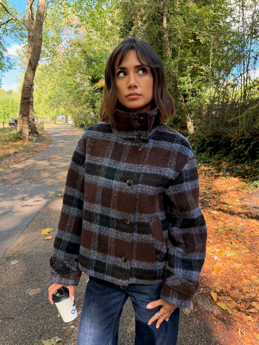 Maude Coat - Brown & Blue