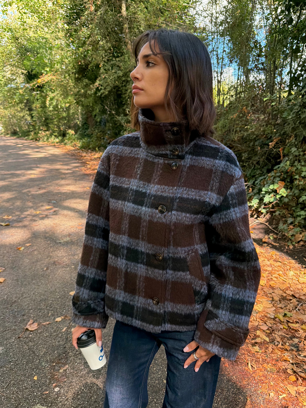 Maude Coat - Brown & Blue