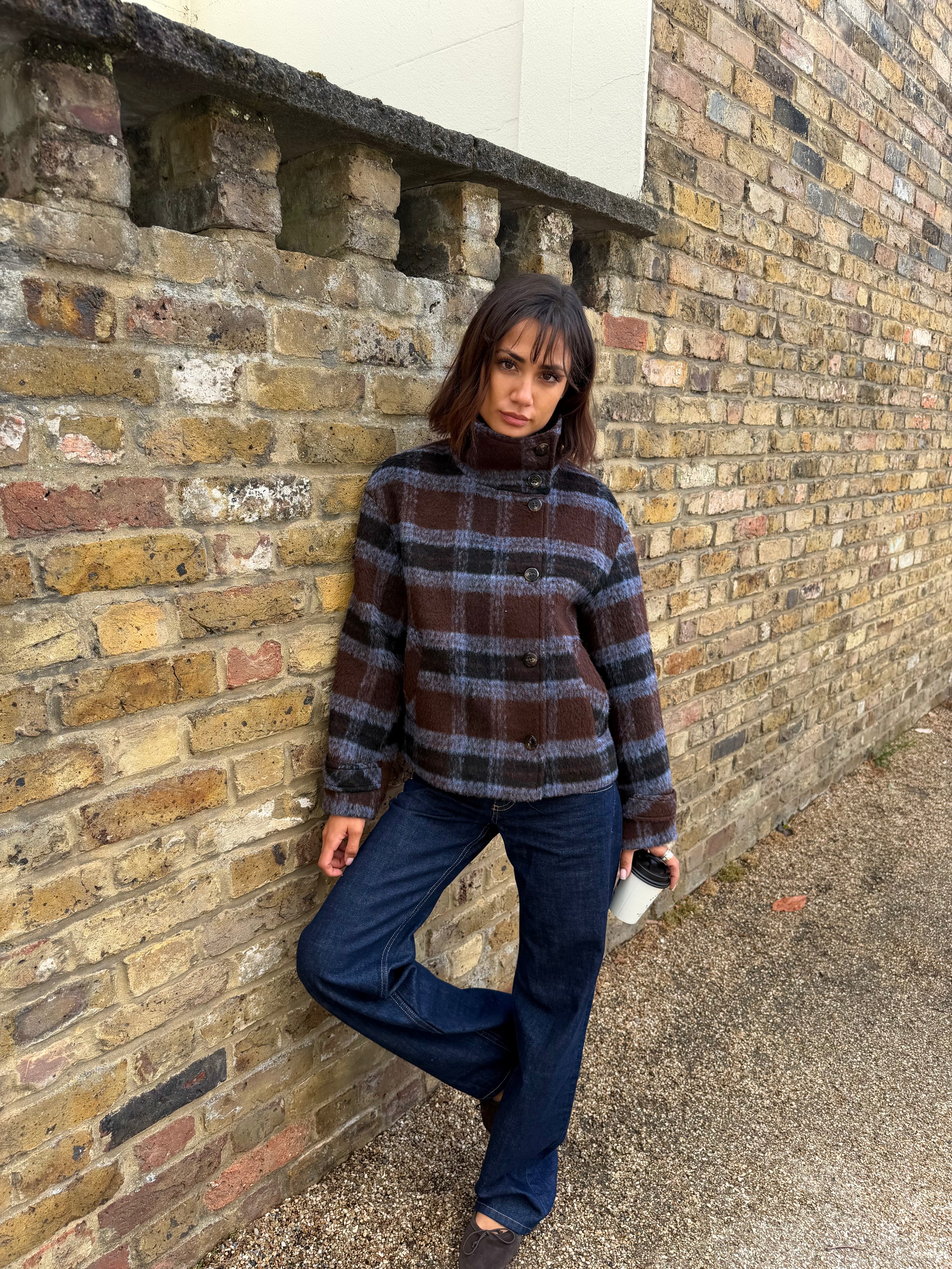Maude Coat - Brown & Blue