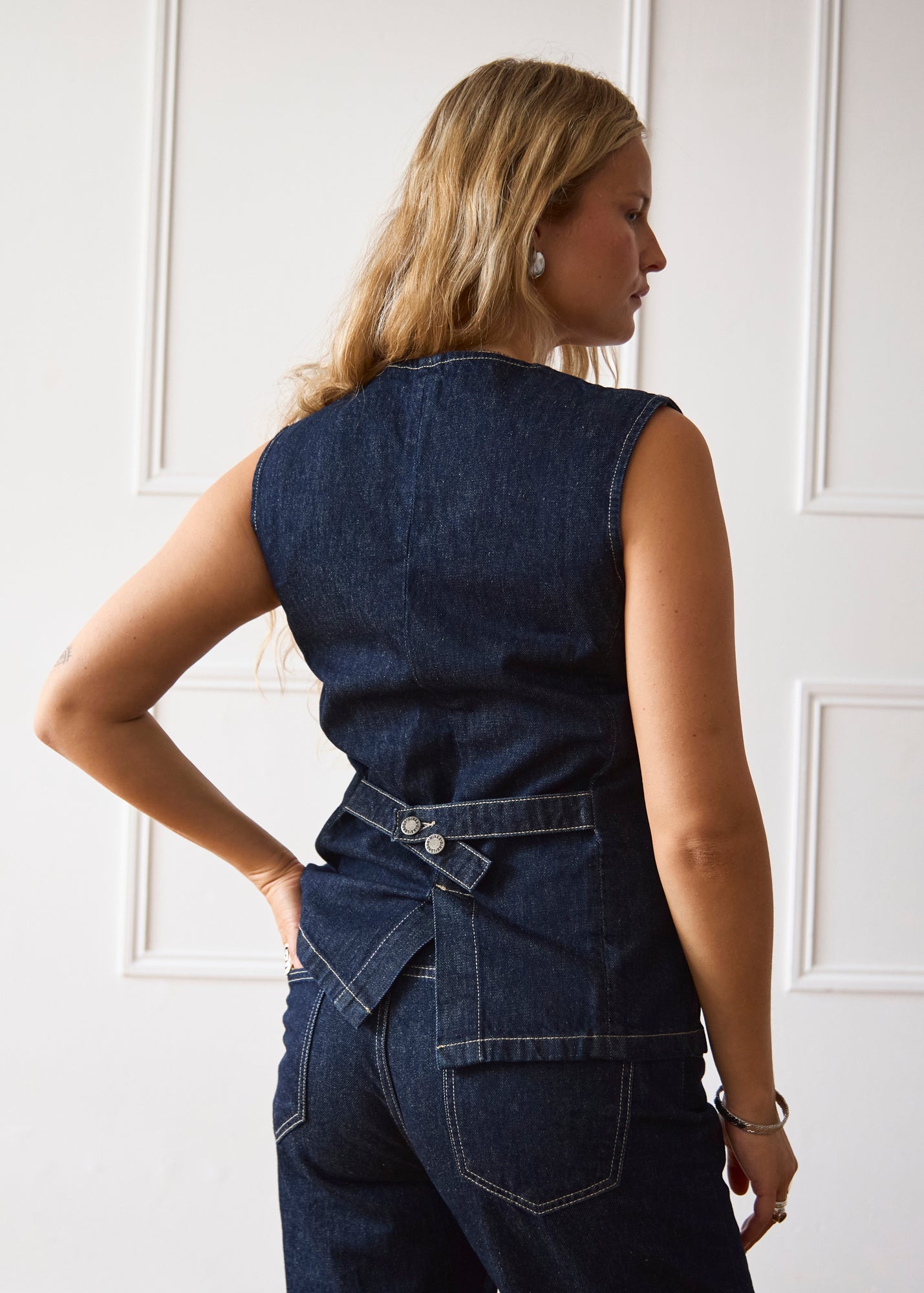 Hani Waistcoat - Dark Wash