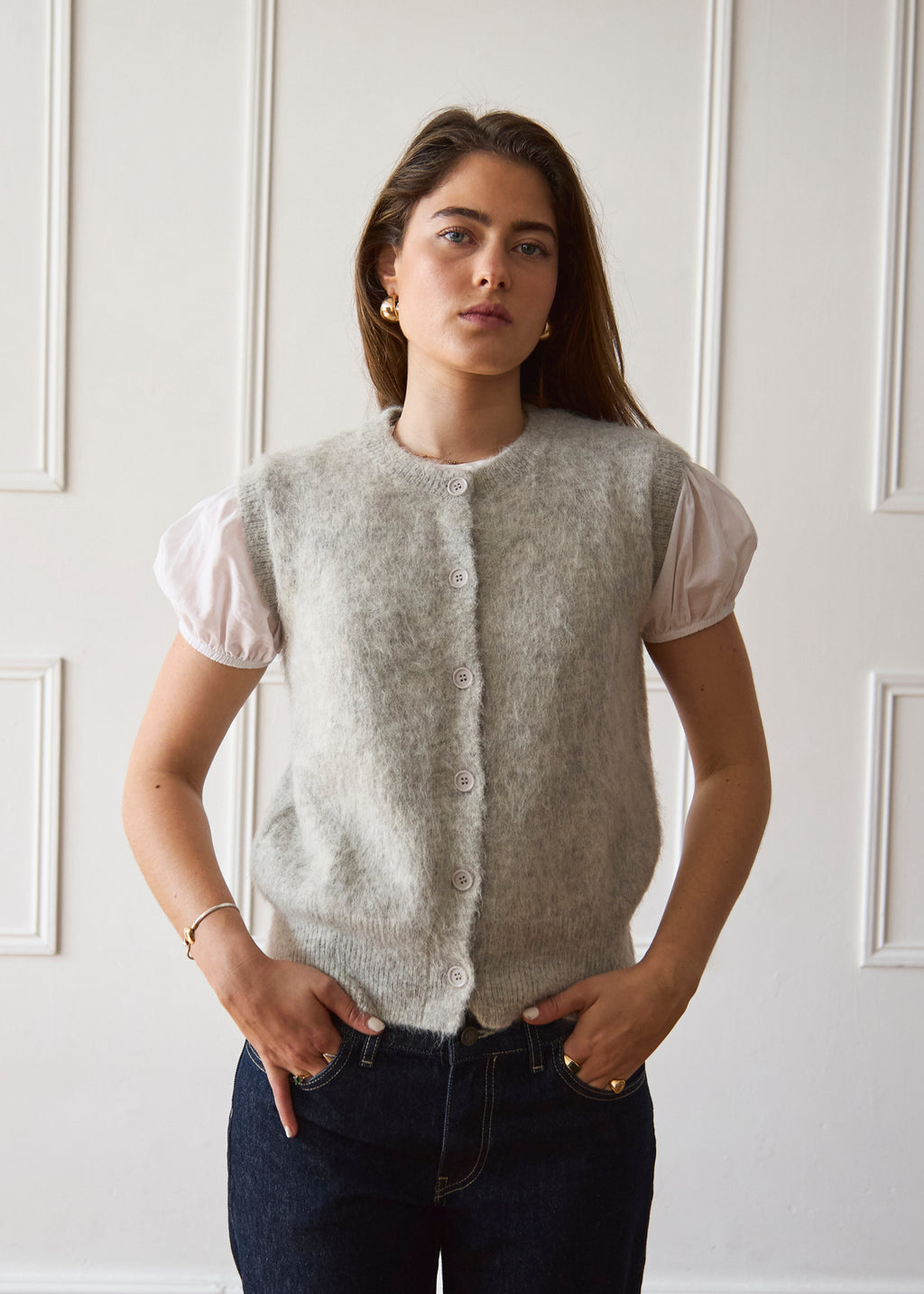 Knit Vest - Light Grey