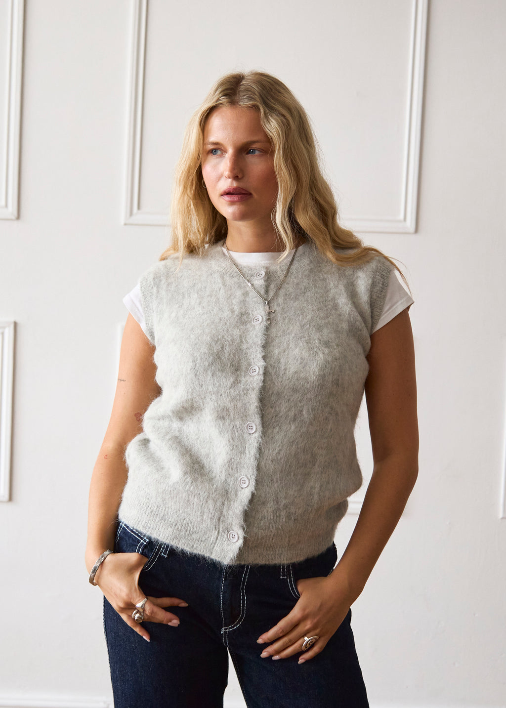 Knit Vest - Light Grey
