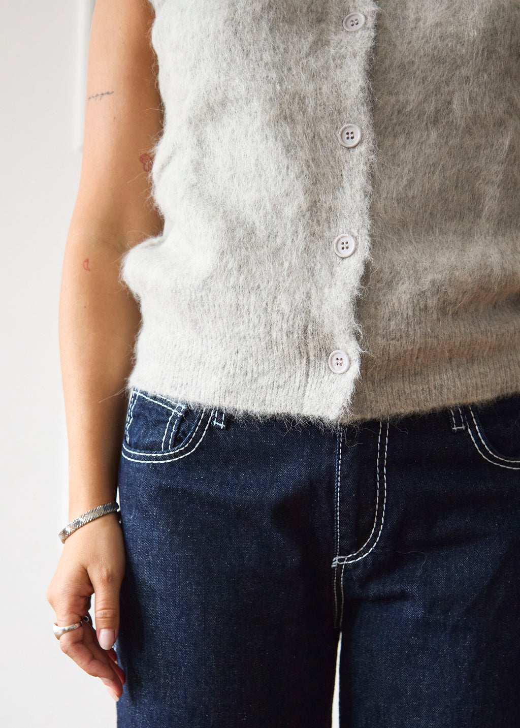 Knit Vest - Light Grey