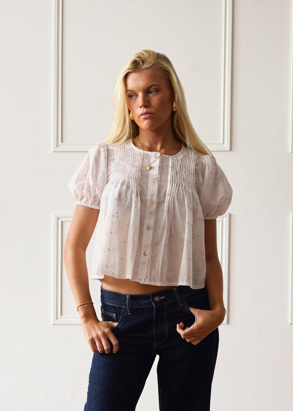 Poppy Blouse - White & Lilac