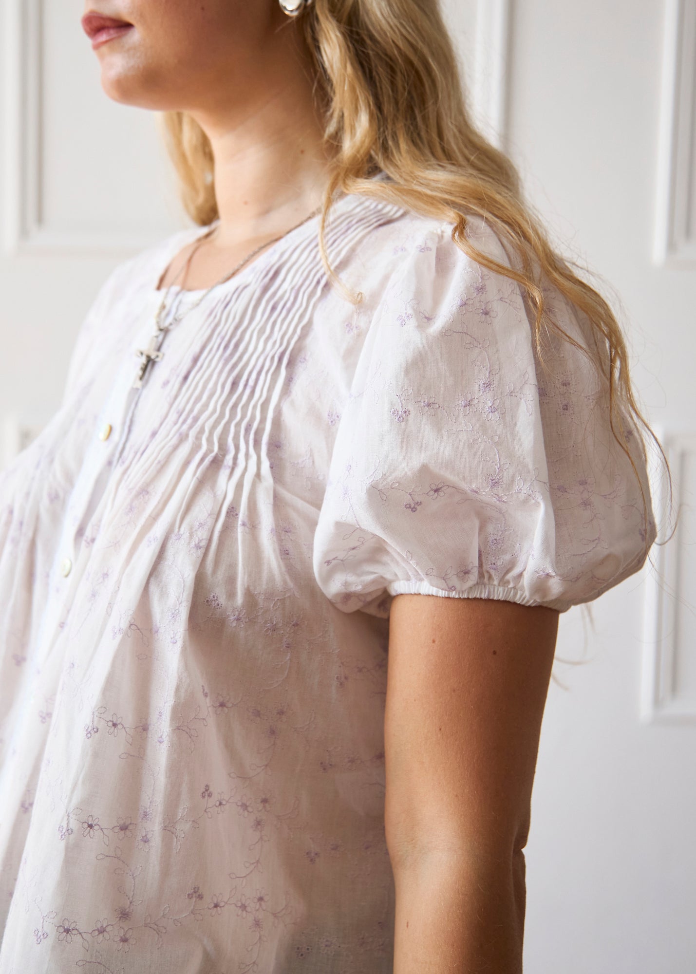 The Poppy Blouse - White & Lilac