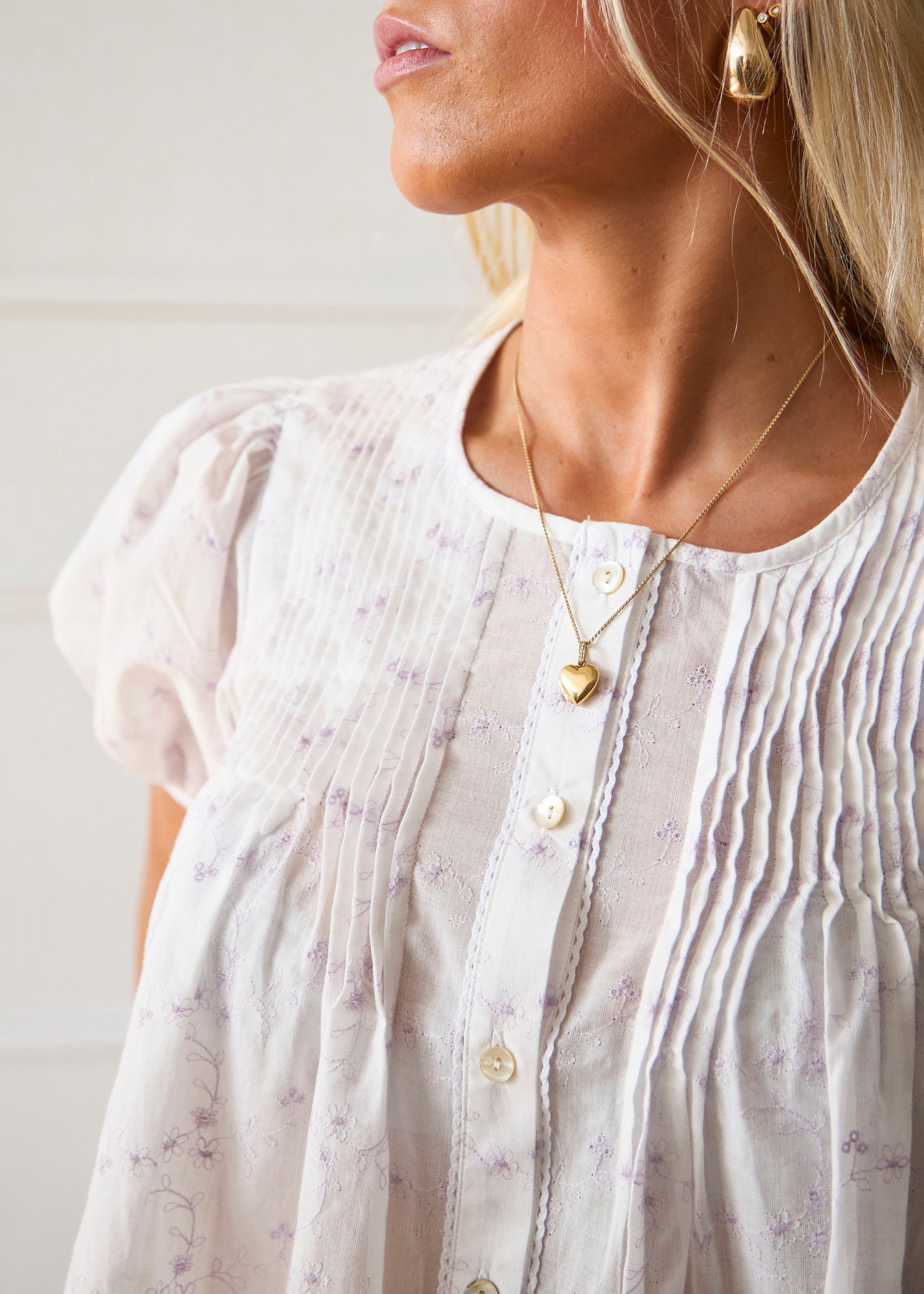 The Poppy Blouse - White & Lilac
