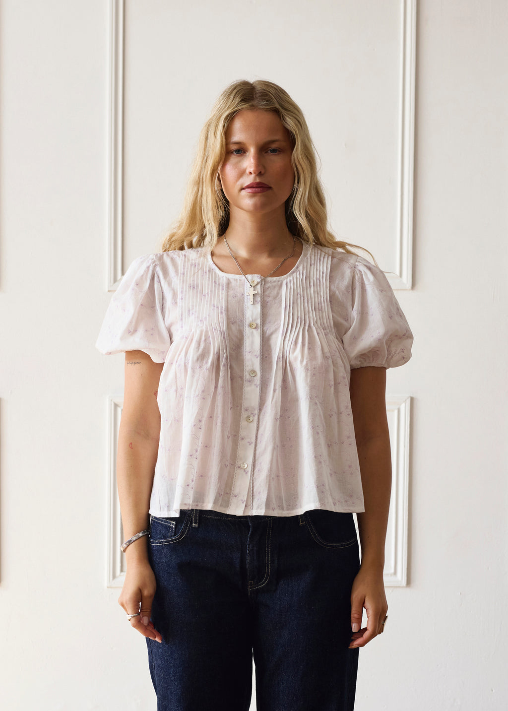 Poppy Blouse - White & Lilac
