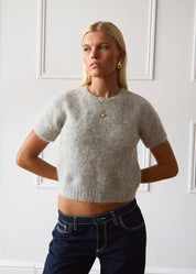 The Short Sleeve Knit - Light Grey