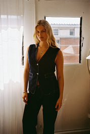 The Hani Waistcoat - Dark Wash