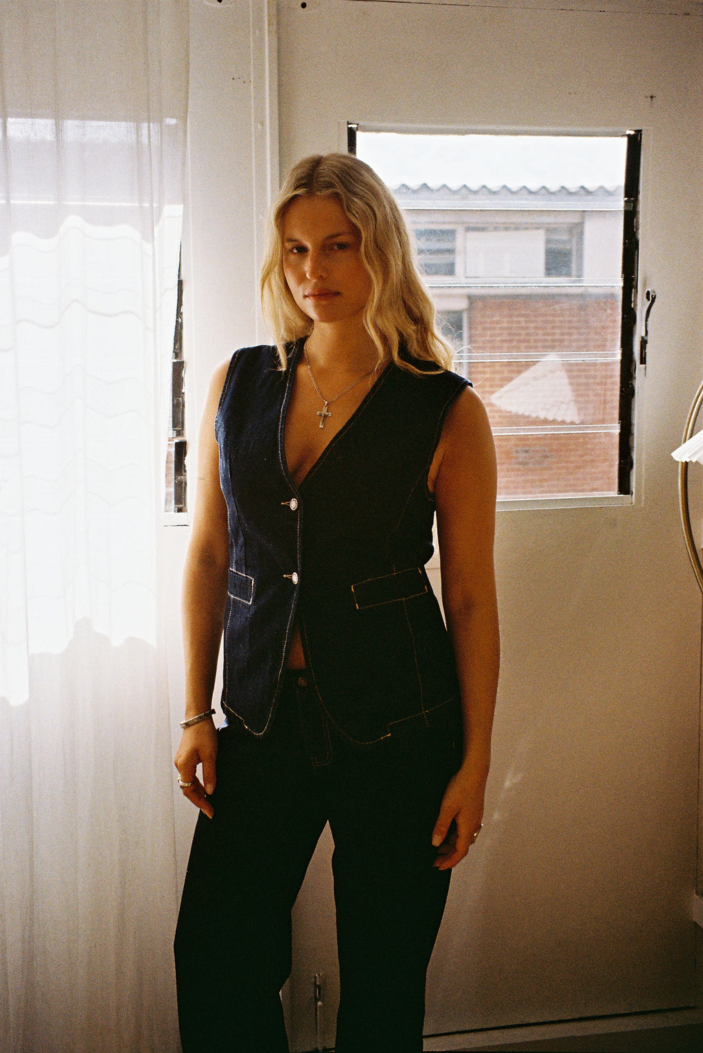 Hani Waistcoat - Dark Wash