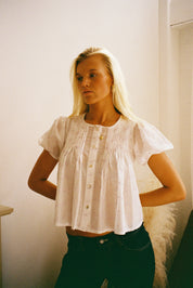 The Poppy Blouse - White & Lilac