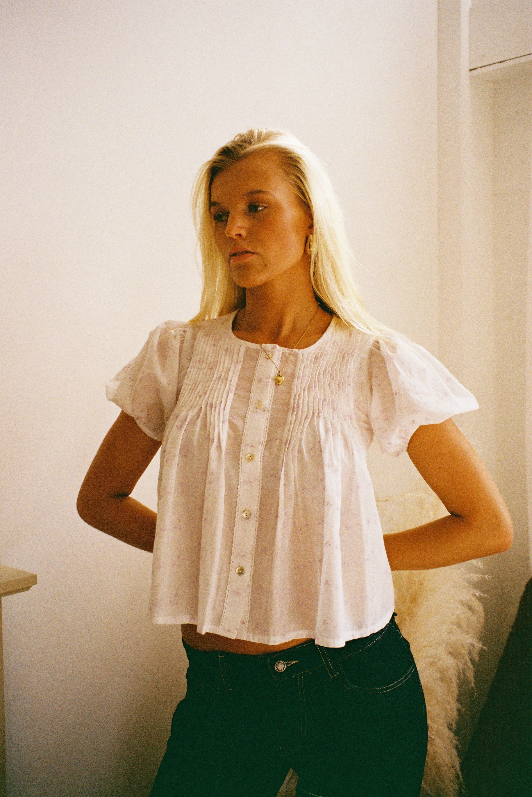 The Poppy Blouse - White & Lilac