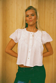 The Poppy Blouse - White & Lilac