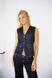 The Hani Waistcoat - Dark Wash