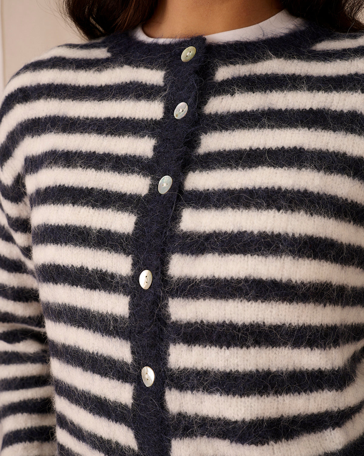 Evie Cardigan - Navy Stripe