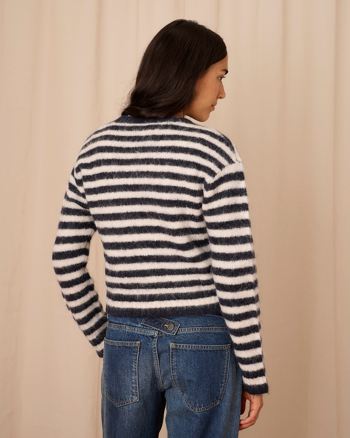 Evie Cardigan - Navy Stripe